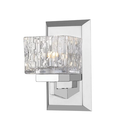 Z-Lite Rubicon 1 Light Wall Sconce, Chrome & Clear 1927-1S-CH-LED